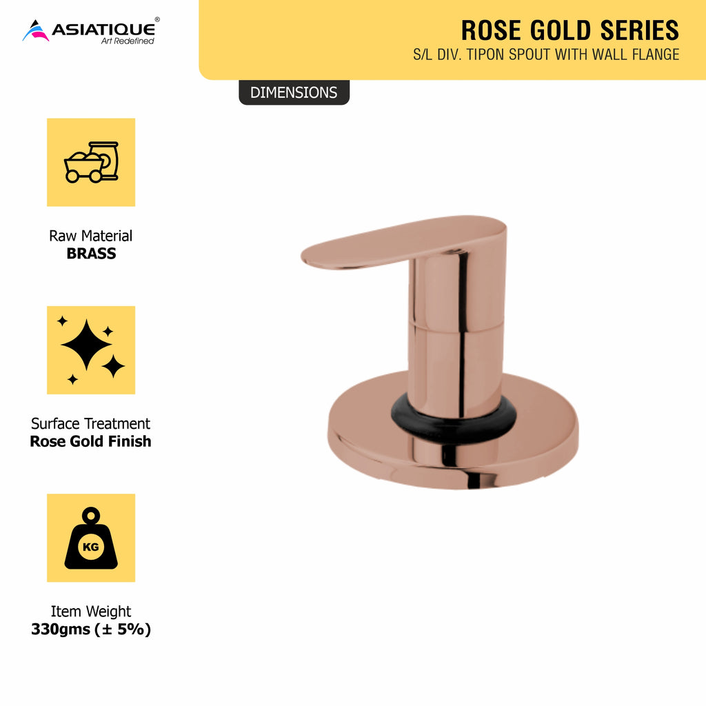 Asiatique Upper Parts Kit Glassy, Flange & Handle for con. & Flush Cock (ORG-021U) | Premium Brass Rose Gold Bathroom Faucets Series
