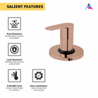 Asiatique Upper Parts Kit Glassy, Flange & Handle for con. & Flush Cock (ORG-021U) | Premium Brass Rose Gold Bathroom Faucets Series