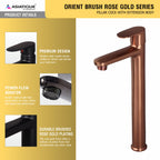 Asiatique Pillar Cock With Extension Body - (ORG-023 M) | Orient Brush Rose Gold Series Faucet (Tap)