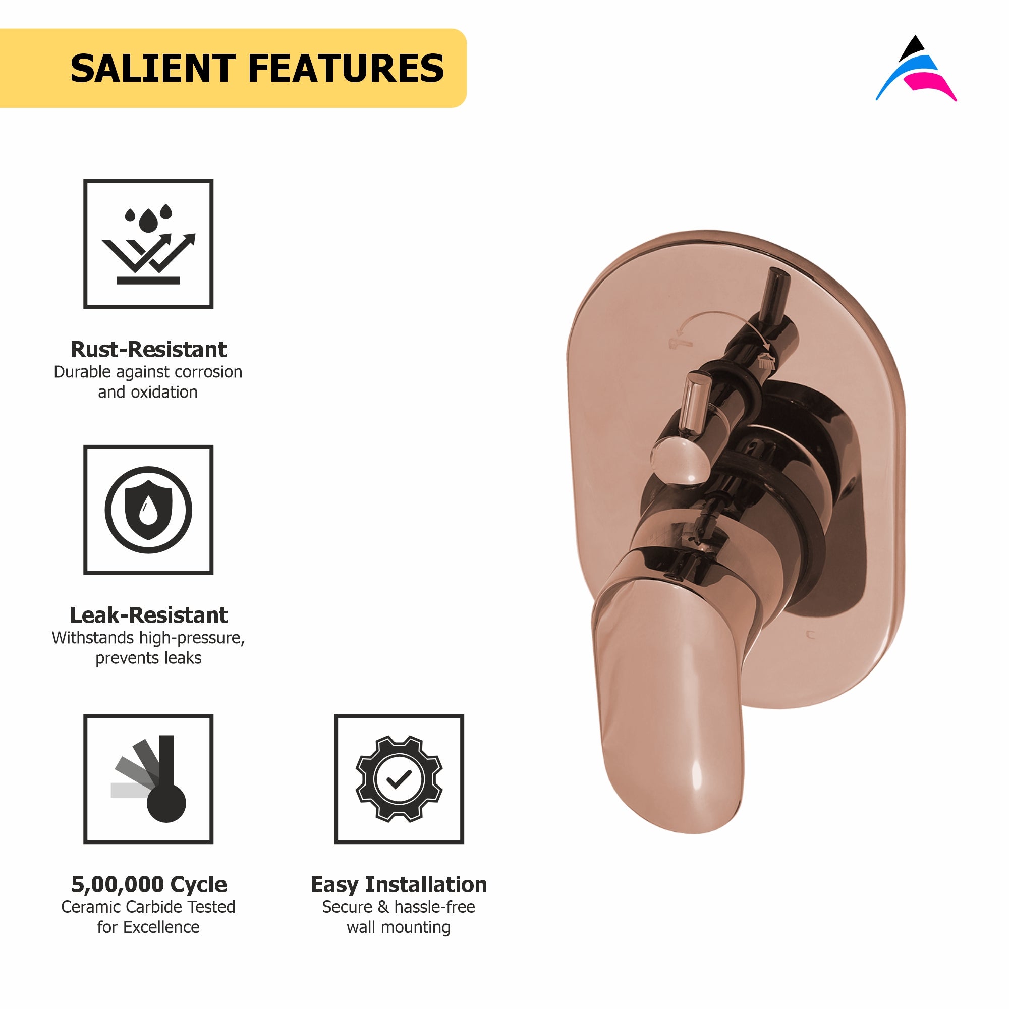 Asiatique S/L Div. Upper Parts Handle, Bu (ORG-024) | Premium Brass Rose Gold Bathroom Faucets Series