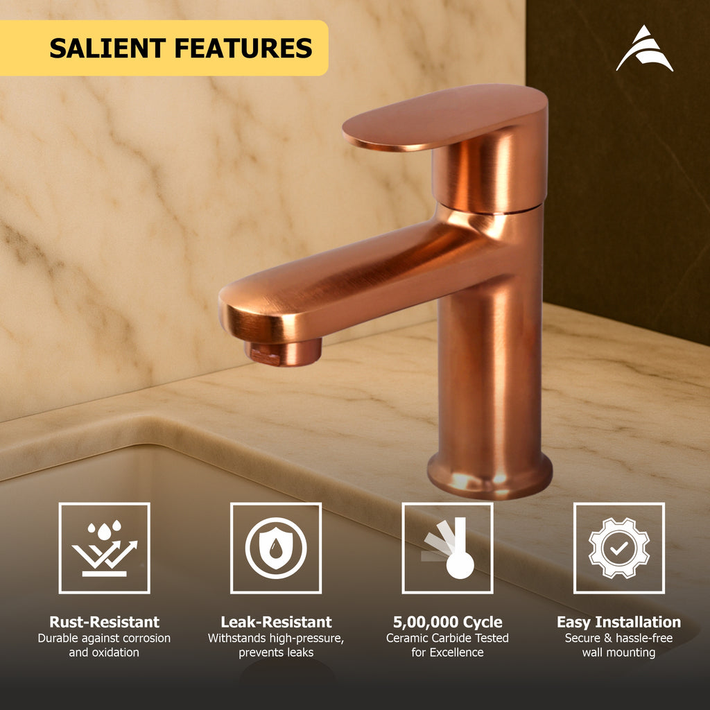 Asiatique Pillar Cock - (ORG 000M) | Orient Brush Rose Gold Series Faucet (Tap)