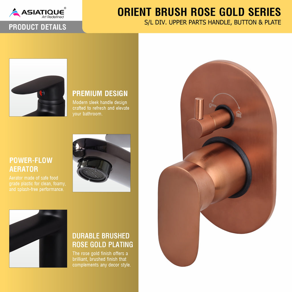 Asiatique S/L Div. Upper Parts Handle, Bu - (ORG-024 M) | Orient Brush Rose Gold Series Faucet (Tap)