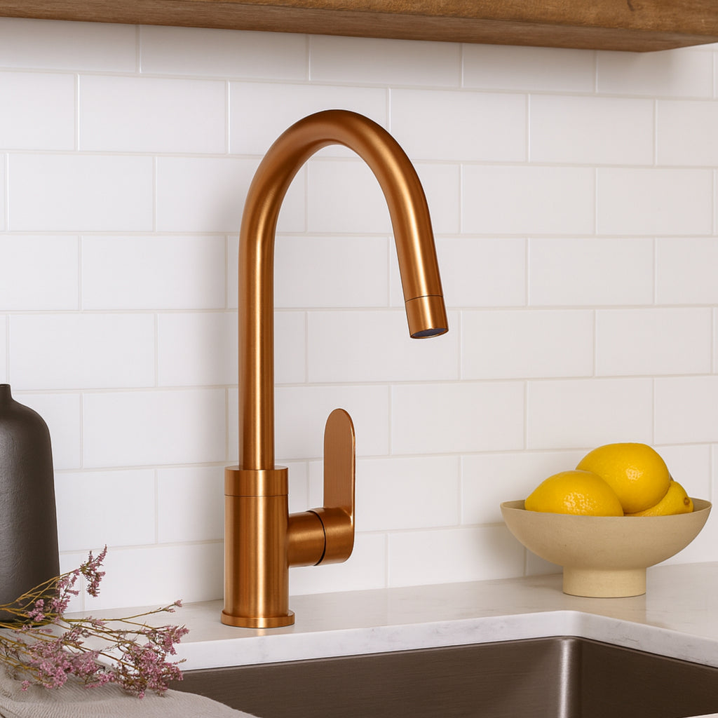 Asiatique S/L Sink Mixer Table Mounted - (ORG-027 M) | Orient Brush Rose Gold Series Faucet (Tap)
