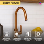 Asiatique S/L Sink Mixer Table Mounted - (ORG-027 M) | Orient Brush Rose Gold Series Faucet (Tap)