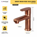 Asiatique Pillar Cock - (ORG 000M) | Orient Brush Rose Gold Series Faucet (Tap)