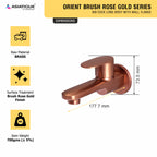 Asiatique Bib Cock Long Body With Wall Flange - (ORG-004 M) | Orient Brush Rose Gold Series Faucet (Tap)