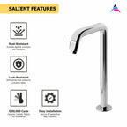 Asiatique Pillar Cock Extra High Neck (OT-000EX) | One Touch Series | Premium Bathroom Faucets & Bib Cocks | Chrome Finish
