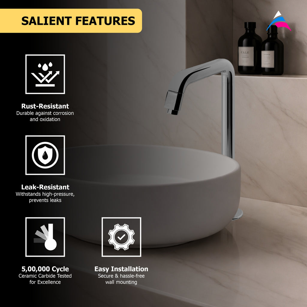Asiatique Pillar Cock High Neck (OT-000HN) | One Touch Series | Premium Bathroom Faucets & Bib Cocks | Chrome Finish