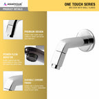 Asiatique Bib Cock With Wall Flange (OT-003) | One Touch Series | Premium Bathroom Faucets & Bib Cocks | Chrome Finish