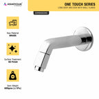 Asiatique Long Body Bib Cock With Wall Flange (OT-004) | One Touch Series | Premium Bathroom Faucets & Bib Cocks | Chrome Finish