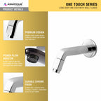 Asiatique Long Body Bib Cock With Wall Flange (OT-004) | One Touch Series | Premium Bathroom Faucets & Bib Cocks | Chrome Finish