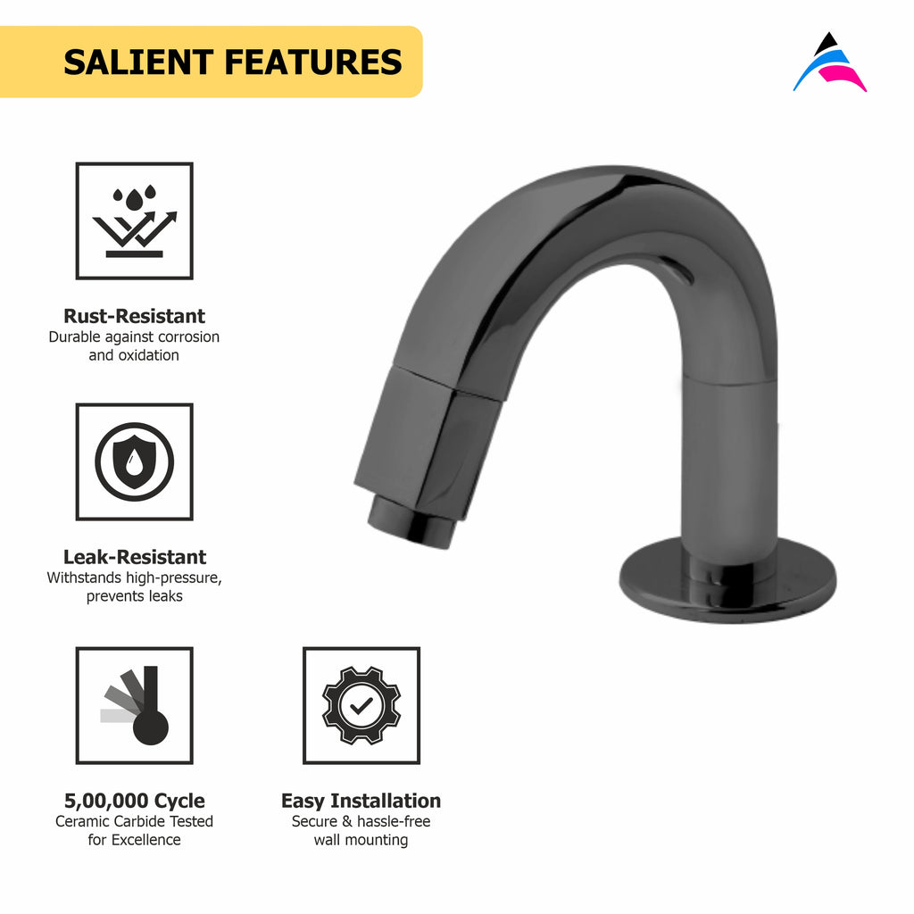 Asiatique Pillar Cock (OTB-000) | One Touch Series | Premium Bathroom Faucets & Bib Cocks | Black Finish