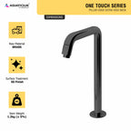 Asiatique Pillar Cock Extra High Neck (OTB-000EX) | One Touch Series | Premium Bathroom Faucets & Bib Cocks | Black Finish