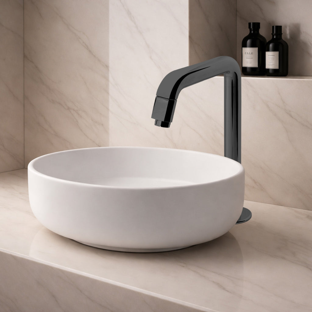 Asiatique Pillar Cock High Neck (OTB-000HN) | One Touch Series | Premium Bathroom Faucets & Bib Cocks | Black Finish
