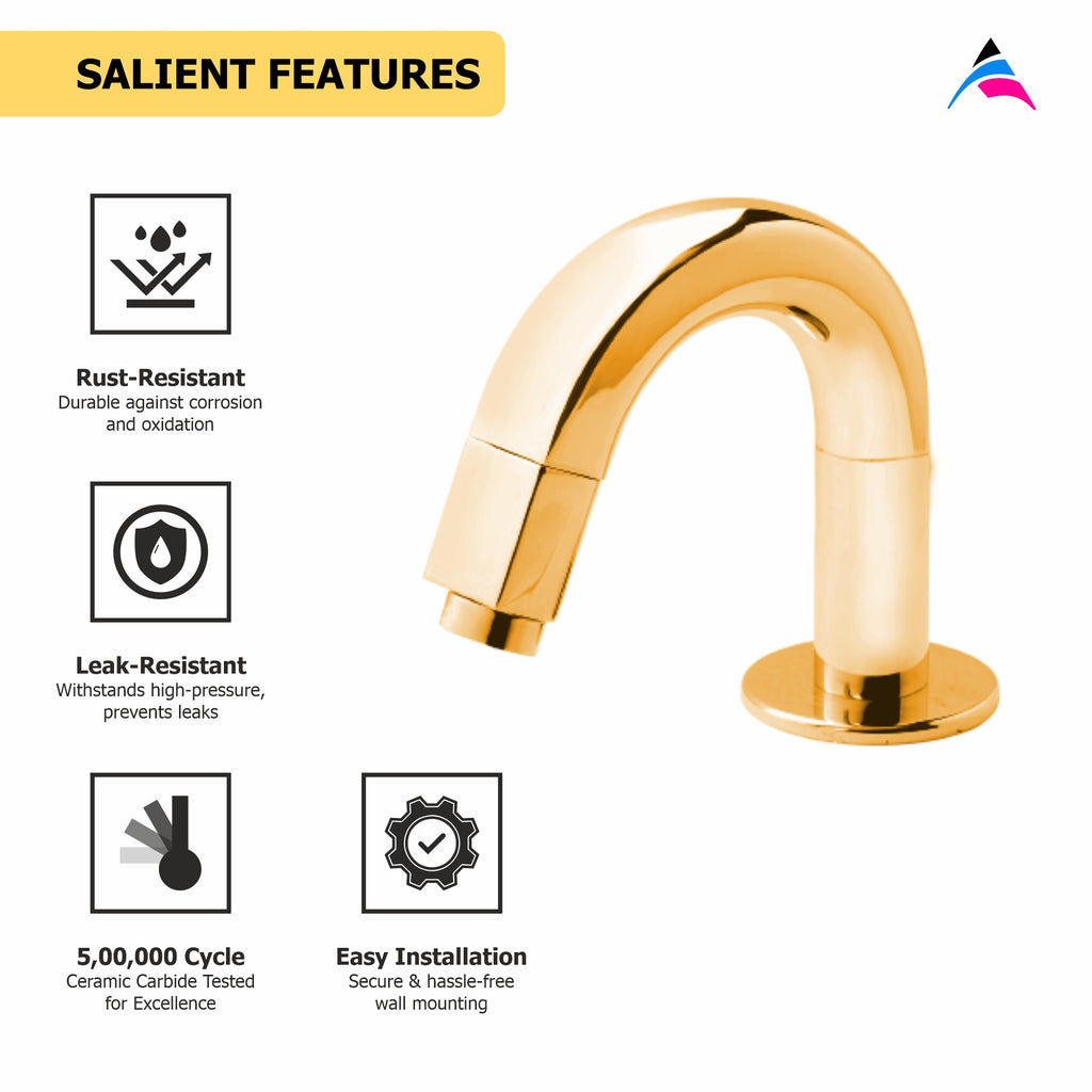 Asiatique Pillar Cock (OTG-000) | One Touch Series | Premium Bathroom Faucets & Bib Cocks | Gold Finish