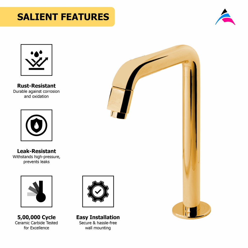 Asiatique Pillar Cock High Neck (OTG-000HN) | One Touch Series | Premium Bathroom Faucets & Bib Cocks | Gold Finish