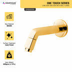 Asiatique Long Body Bib Cock With Wall Flange (OTG-004) | One Touch Series | Premium Bathroom Faucets & Bib Cocks | Gold Finish