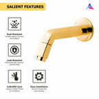 Asiatique Long Body Bib Cock With Wall Flange (OTG-004) | One Touch Series | Premium Bathroom Faucets & Bib Cocks | Gold Finish