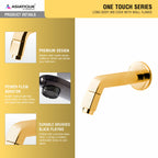 Asiatique Long Body Bib Cock With Wall Flange (OTG-004) | One Touch Series | Premium Bathroom Faucets & Bib Cocks | Gold Finish