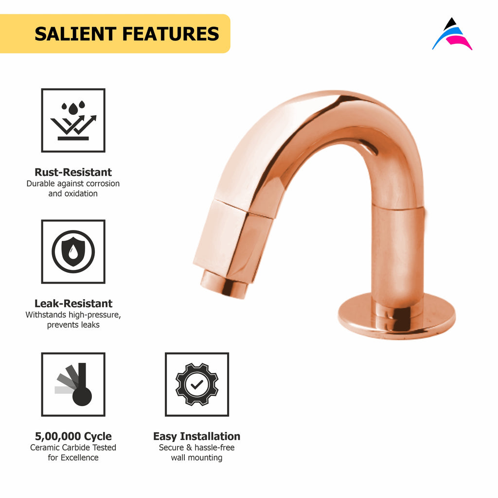 Asiatique Pillar Cock (OTRG-000) | One Touch Series | Premium Bathroom Faucets & Bib Cocks | Rose Gold Finish