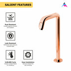 Asiatique Pillar Cock Extra High Neck (OTRG-000EX) | One Touch Series | Premium Bathroom Faucets & Bib Cocks | Rose Gold Finish