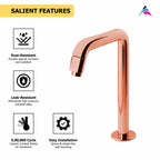 Asiatique Pillar Cock High Neck (OTRG-000HN) | One Touch Series | Premium Bathroom Faucets & Bib Cocks | Rose Gold Finish