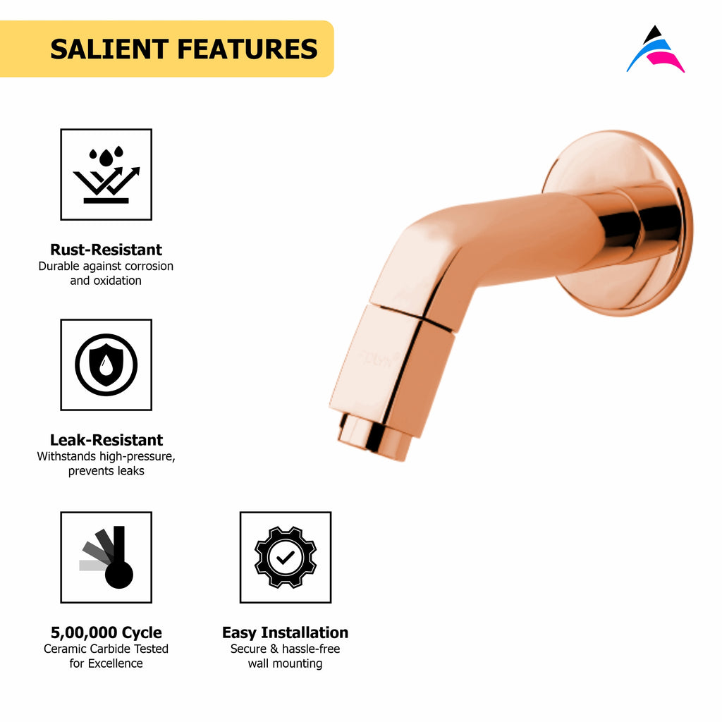 Asiatique Bib Cock With Wall Flange (OTRG-003) | One Touch Series | Premium Bathroom Faucets & Bib Cocks | Rose Gold Finish