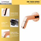 Asiatique Bib Cock With Wall Flange (OTRG-003) | One Touch Series | Premium Bathroom Faucets & Bib Cocks | Rose Gold Finish
