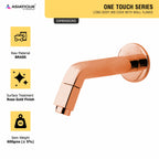 Asiatique Long Body Bib Cock With Wall Flange (OTRG-004) | One Touch Series | Premium Bathroom Faucets & Bib Cocks | Rose Gold Finish
