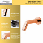 Asiatique Long Body Bib Cock With Wall Flange (OTRG-004) | One Touch Series | Premium Bathroom Faucets & Bib Cocks | Rose Gold Finish