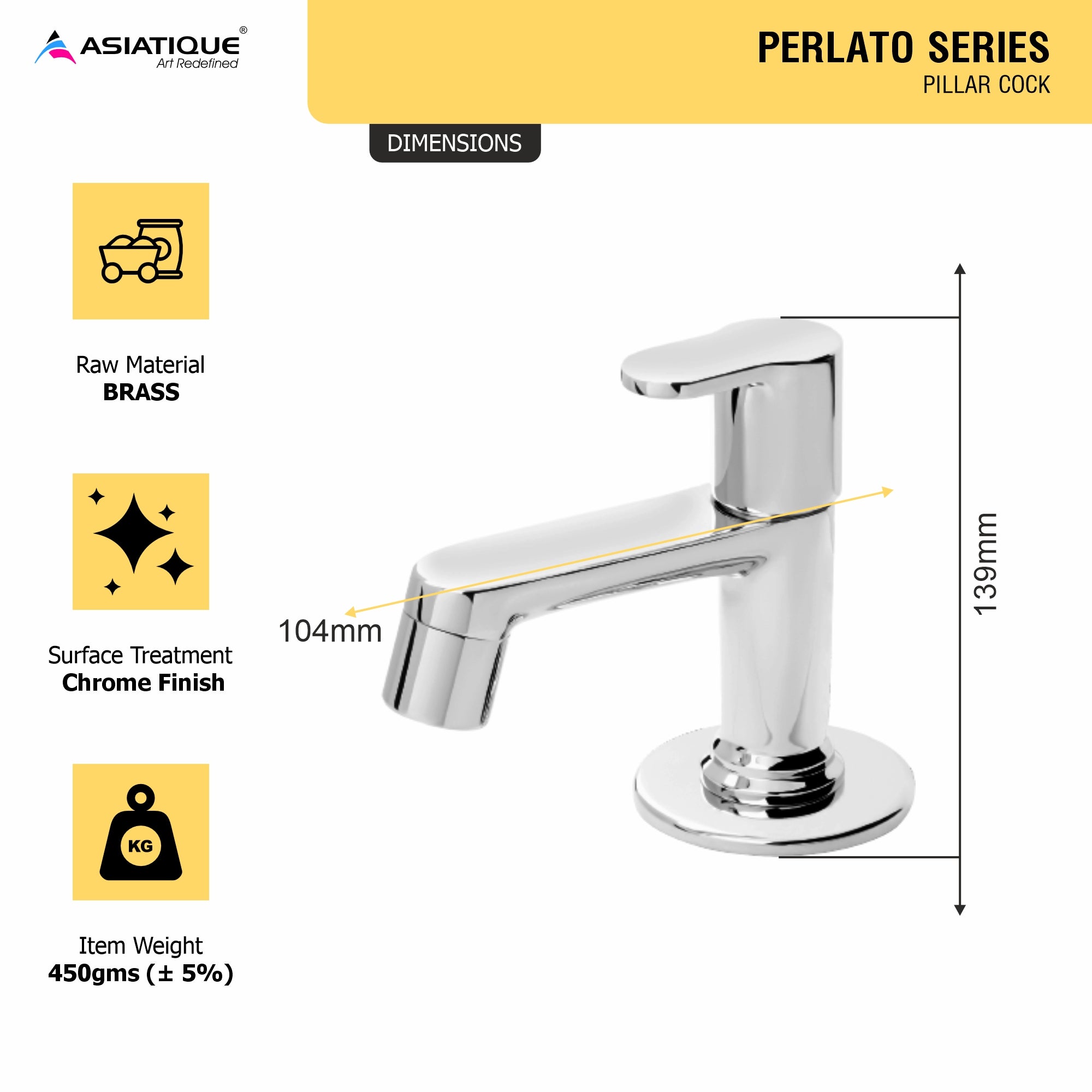 Asiatique Pillar Cock  (P-000),Perlato Series Premium Faucets & Mixers