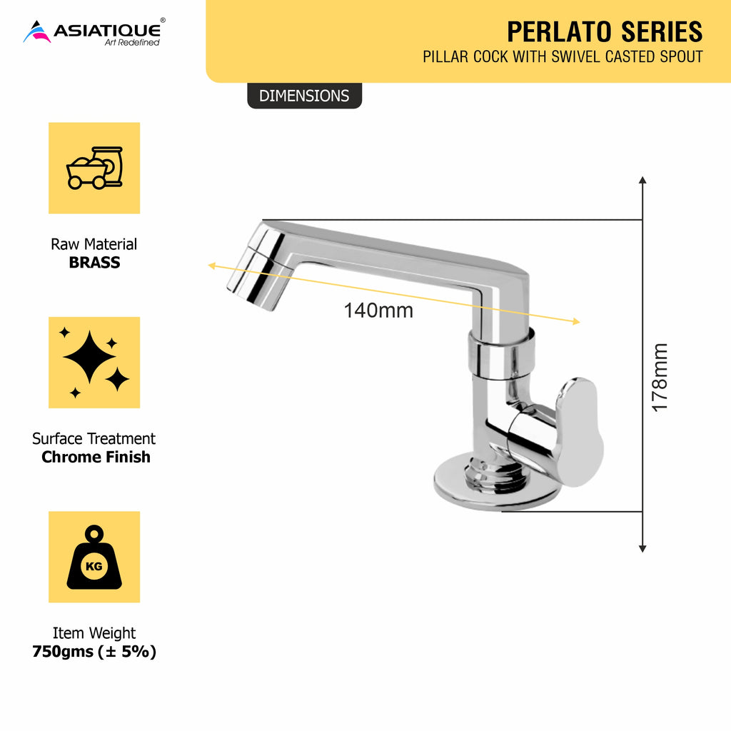 Asiatique Pillar Cock  With Swivel Casted Spout  (P-001),Perlato Series Premium Faucets & Mixers