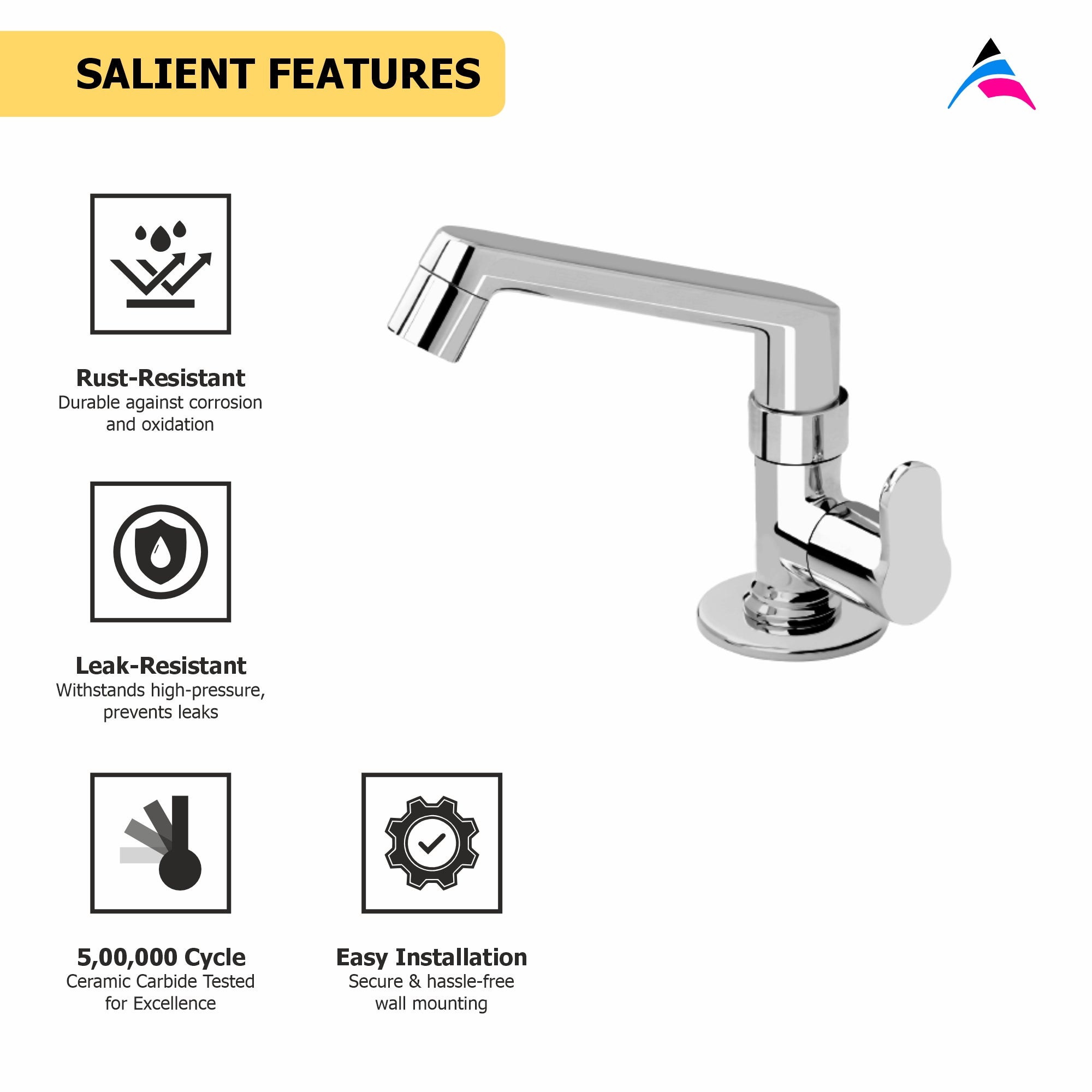 Asiatique Pillar Cock  With Swivel Casted Spout  (P-001),Perlato Series Premium Faucets & Mixers