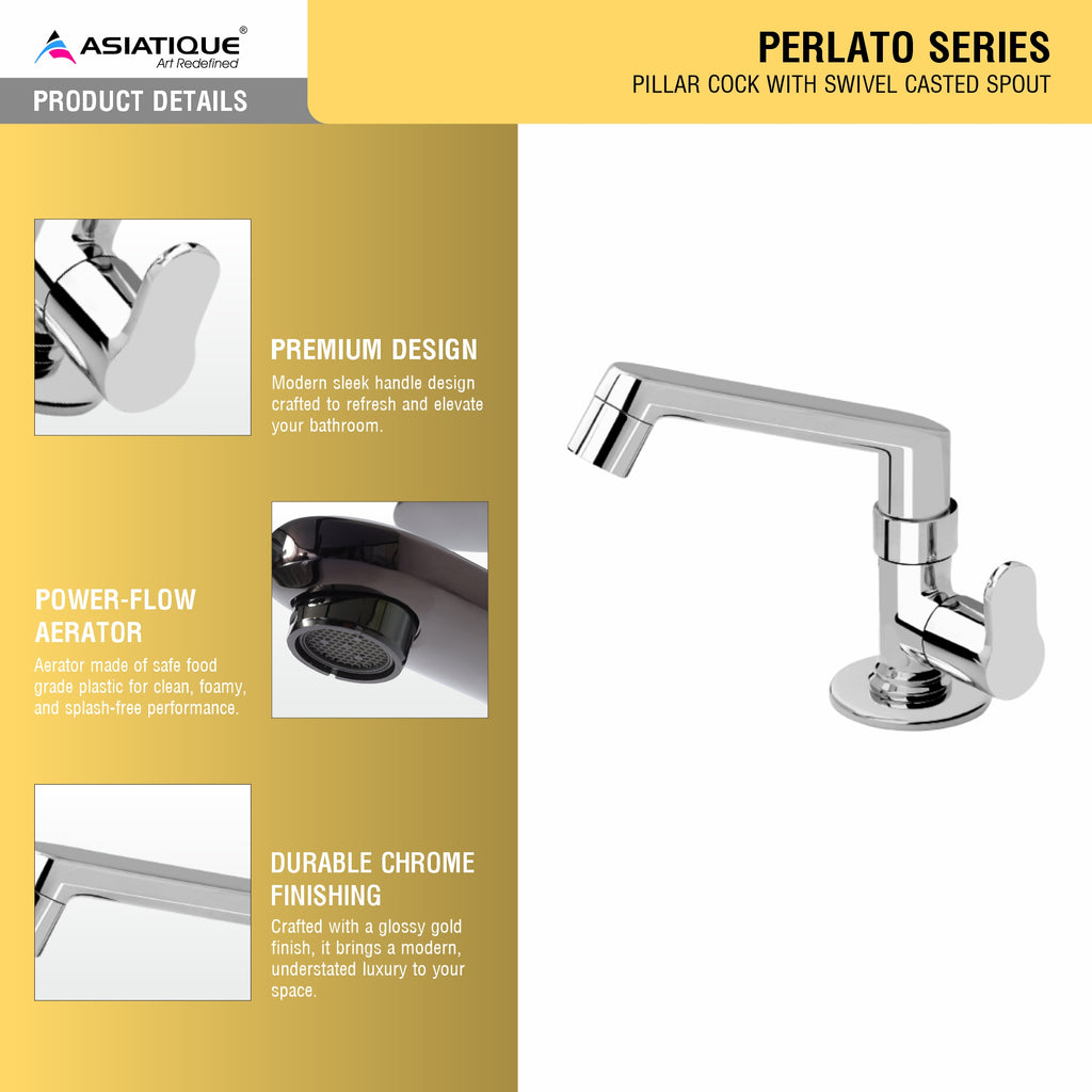 Asiatique Pillar Cock  With Swivel Casted Spout  (P-001),Perlato Series Premium Faucets & Mixers