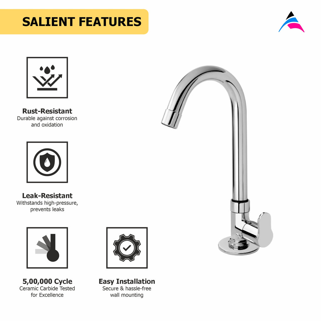 Asiatique Pillar Cock With Extended Swivel  'J' Spout  (P-002),Perlato Series Premium Faucets & Mixers