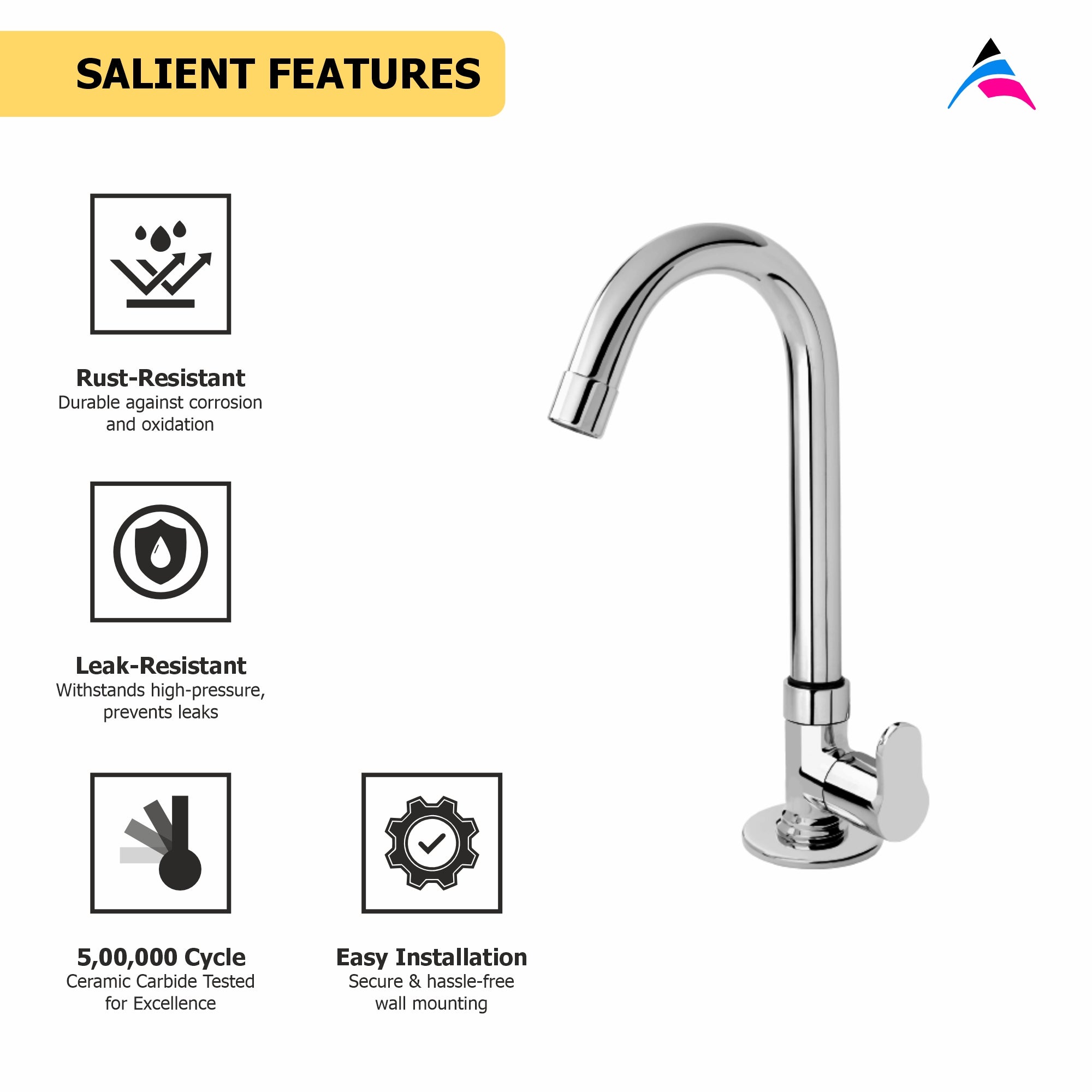 Asiatique Pillar Cock With Extended Swivel  'J' Spout  (P-002),Perlato Series Premium Faucets & Mixers