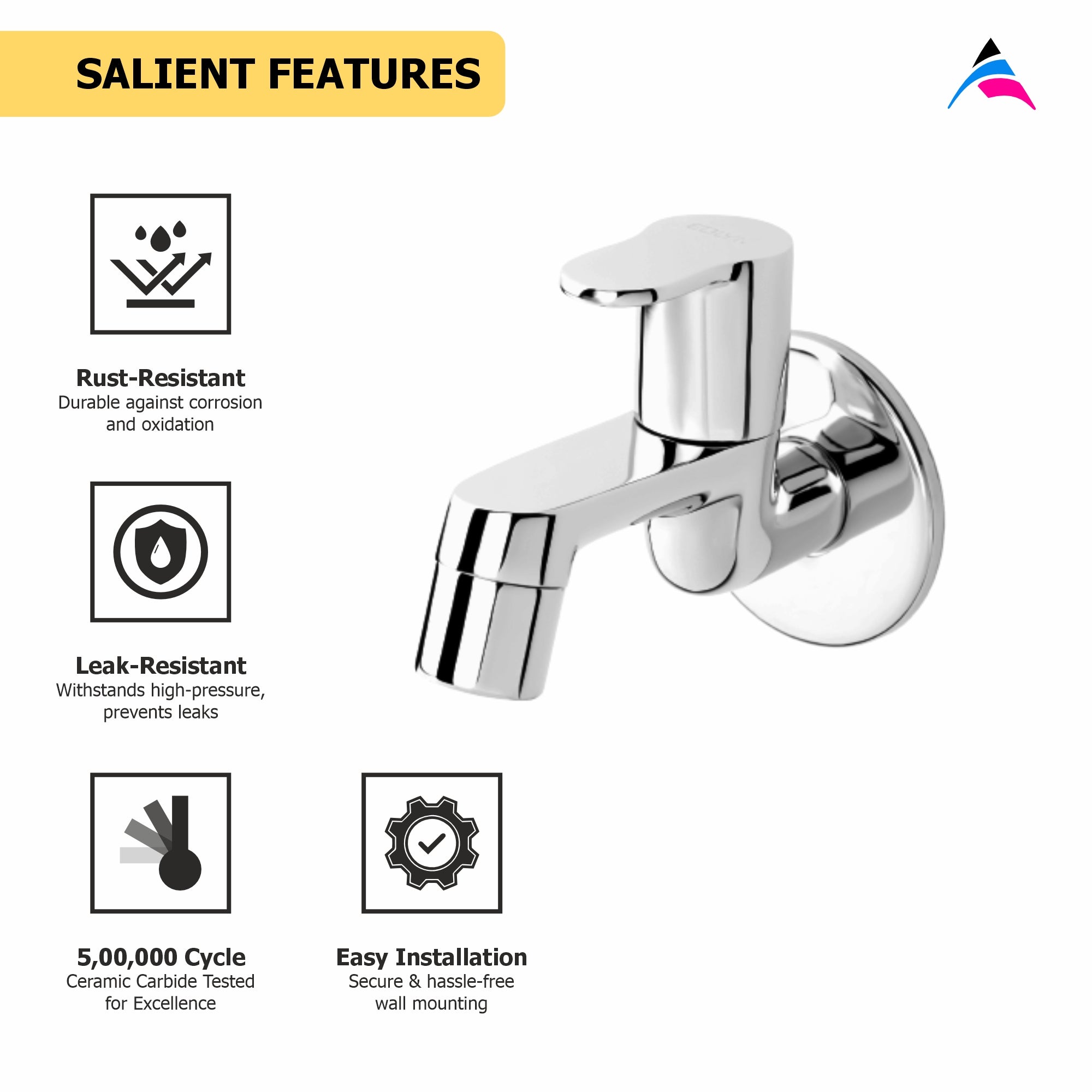 Asiatique Bib Cock With Wall Flange  (P-003),Perlato Series Premium Faucets & Mixers