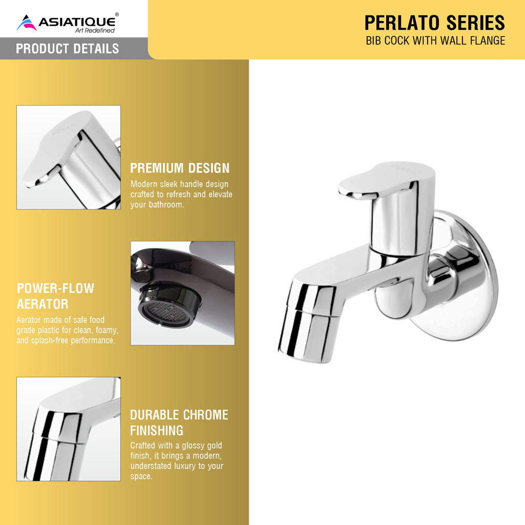 Asiatique Bib Cock With Wall Flange  (P-003),Perlato Series Premium Faucets & Mixers