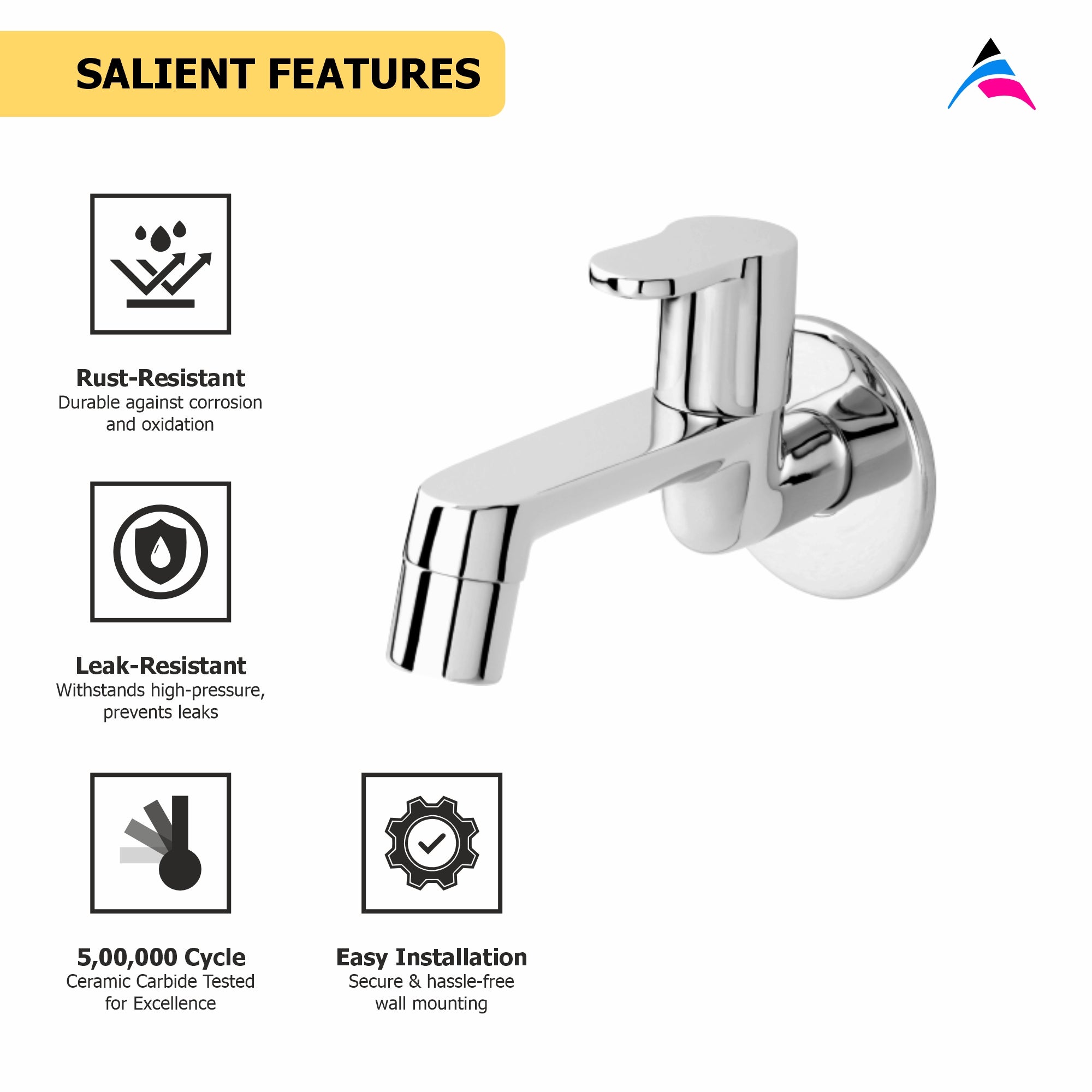 Asiatique Bib Cock Long Body With Wall Flange   (P-004),Perlato Series Premium Faucets & Mixers