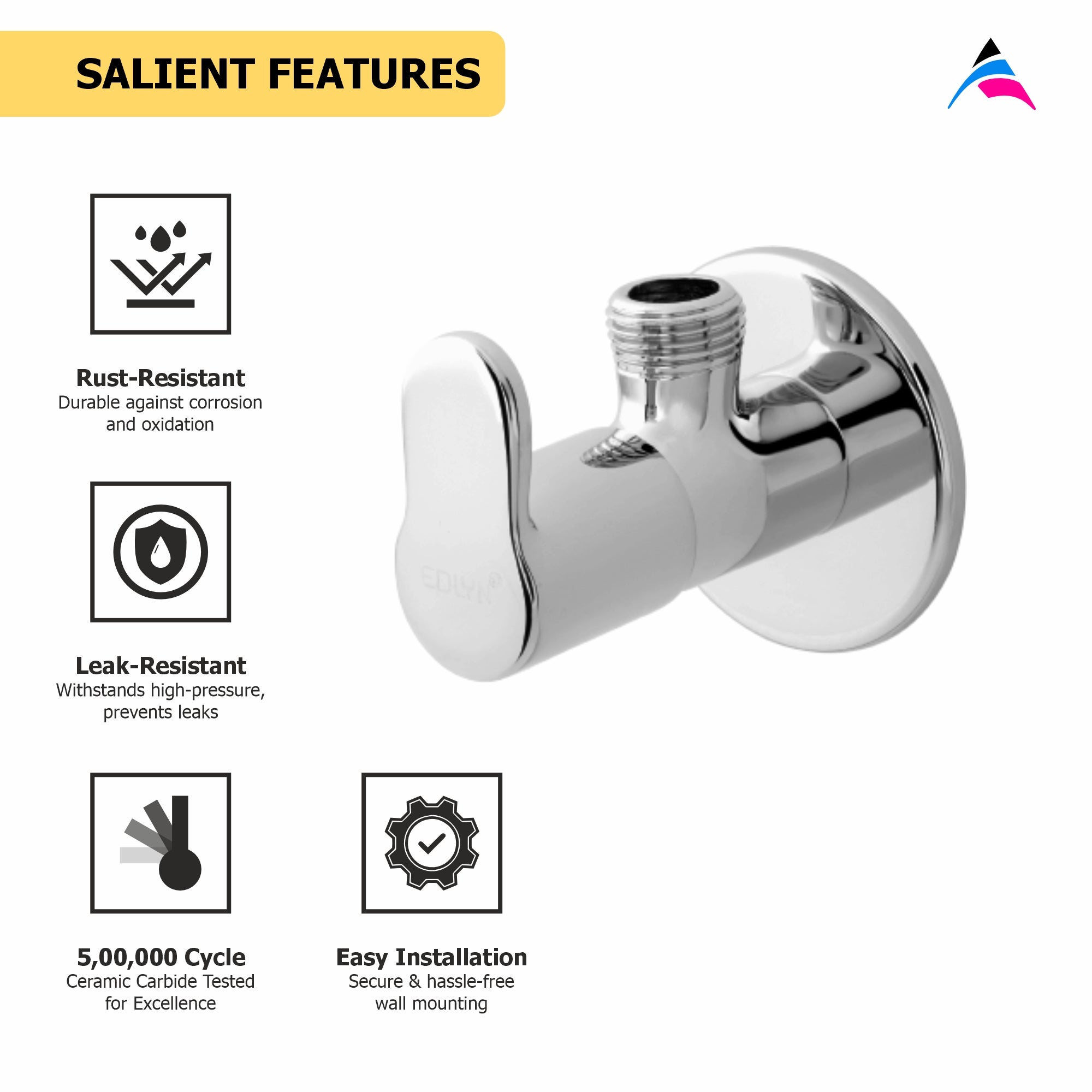 Asiatique Angle Cock With Wall Flange   (P-005),Perlato Series Premium Faucets & Mixers