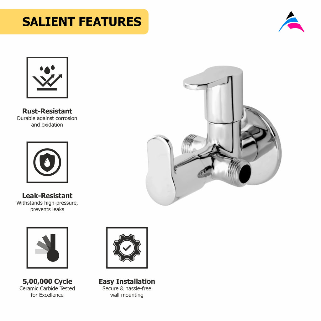 Asiatique 2 Way Angle Valve With Wall Flange  (P-005TW),Perlato Series Premium Faucets & Mixers