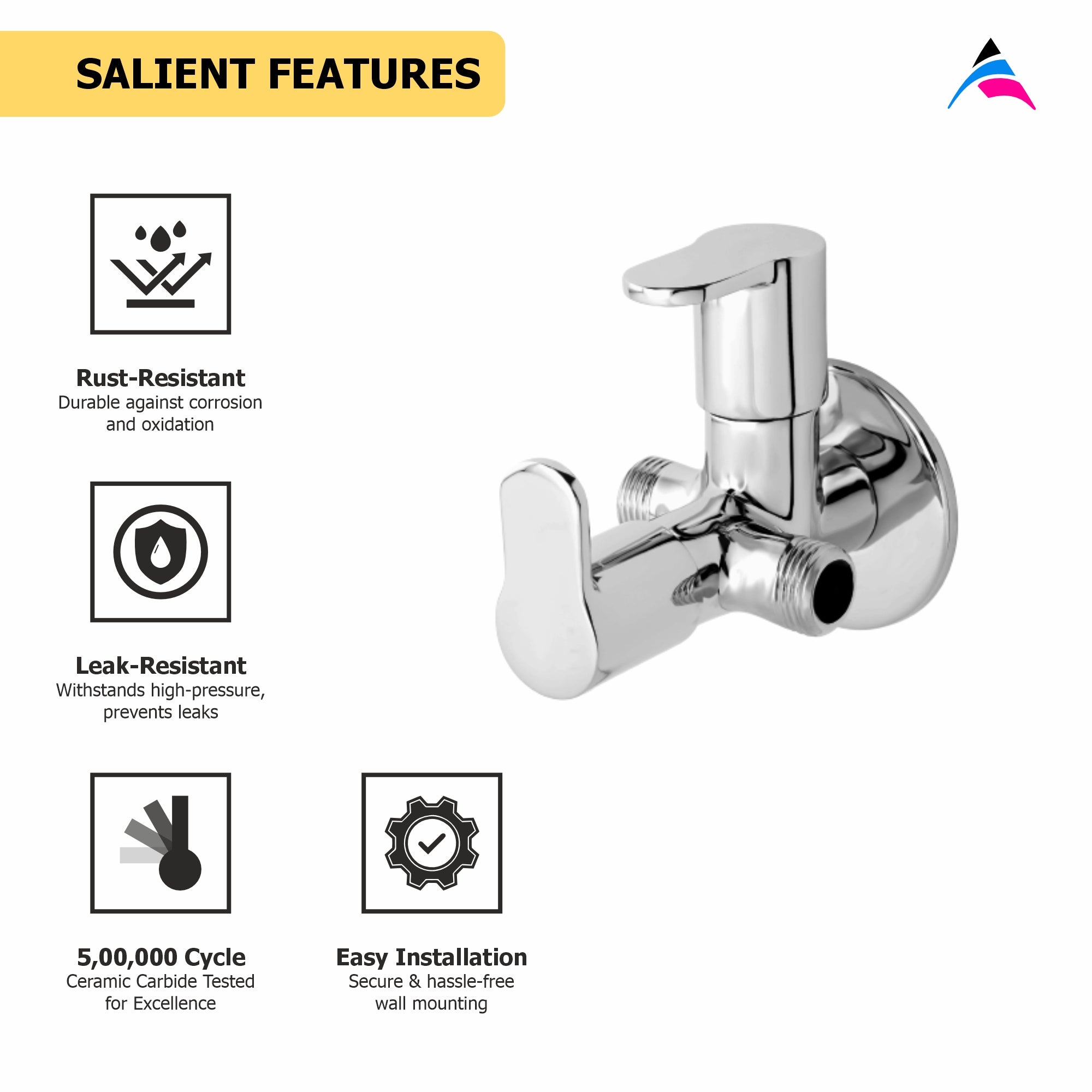 Asiatique 2 Way Angle Valve With Wall Flange  (P-005TW),Perlato Series Premium Faucets & Mixers