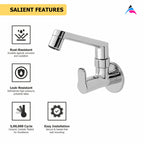 Asiatique Sink Cock With Swivel Casted Spout Wall Mounted With Flange  (P-007),Perlato Series Premium Faucets & Mixers