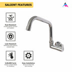 Asiatique Sink Cock with Extended Swivel Spout Side Handle Wall Mounted With Flange   (P-008EX SH),Perlato Series Premium Faucets & Mixers