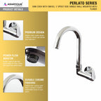 Asiatique Sink Cock with Extended Swivel 'J' Spout Side Handle Wall Mounted With Flange   (P-008SH),Perlato Series Premium Faucets & Mixers