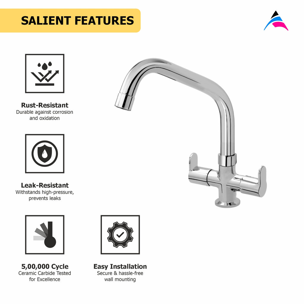 Asiatique C/H Basin Mixer With Extended Swivel Spout  (P-011EX),Perlato Series Premium Faucets & Mixers