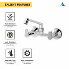 Asiatique Sink Mixer With Swivel Casted Spout  Wall Mounted (P-012),Perlato Series Premium Faucets & Mixers