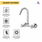 Asiatique Sink Mixer With Extended Swivel 'J' Spout Wall Mounted (P-013),Perlato Series Premium Faucets & Mixers (Copy)
