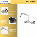 Asiatique Sink Mixer With Extended Swivel Spout Wall Mounted (P-013EX),Perlato Series Premium Faucets & Mixers