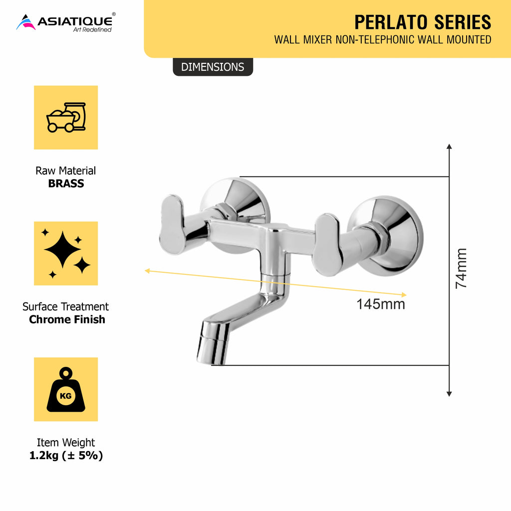 Asiatique Wall Mixer Non-Telephonic Wall Mounted (P-014),Perlato Series Premium Faucets & Mixers
